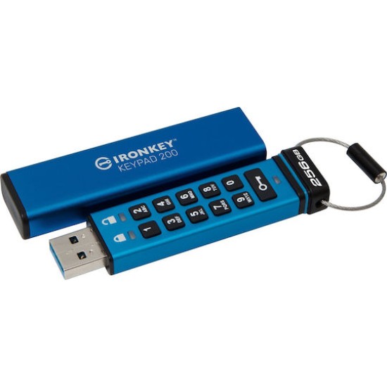 Kingston USB flash drive IronKey Keypad 200 - USB 3.2 Gen 1 - 256 GB - blue