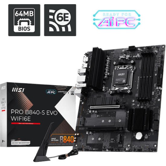 MSI PRO B840-S EVO WIFI6E - motherboard - ATX - Socket AM5 - AMD B840
