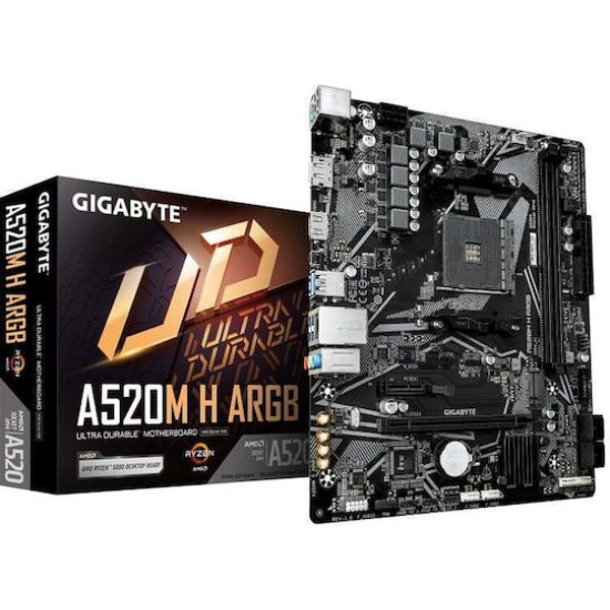 GIGABYTE Mainboard A520M H ARGB - Micro ATX - Socket AM4 - AMD A520